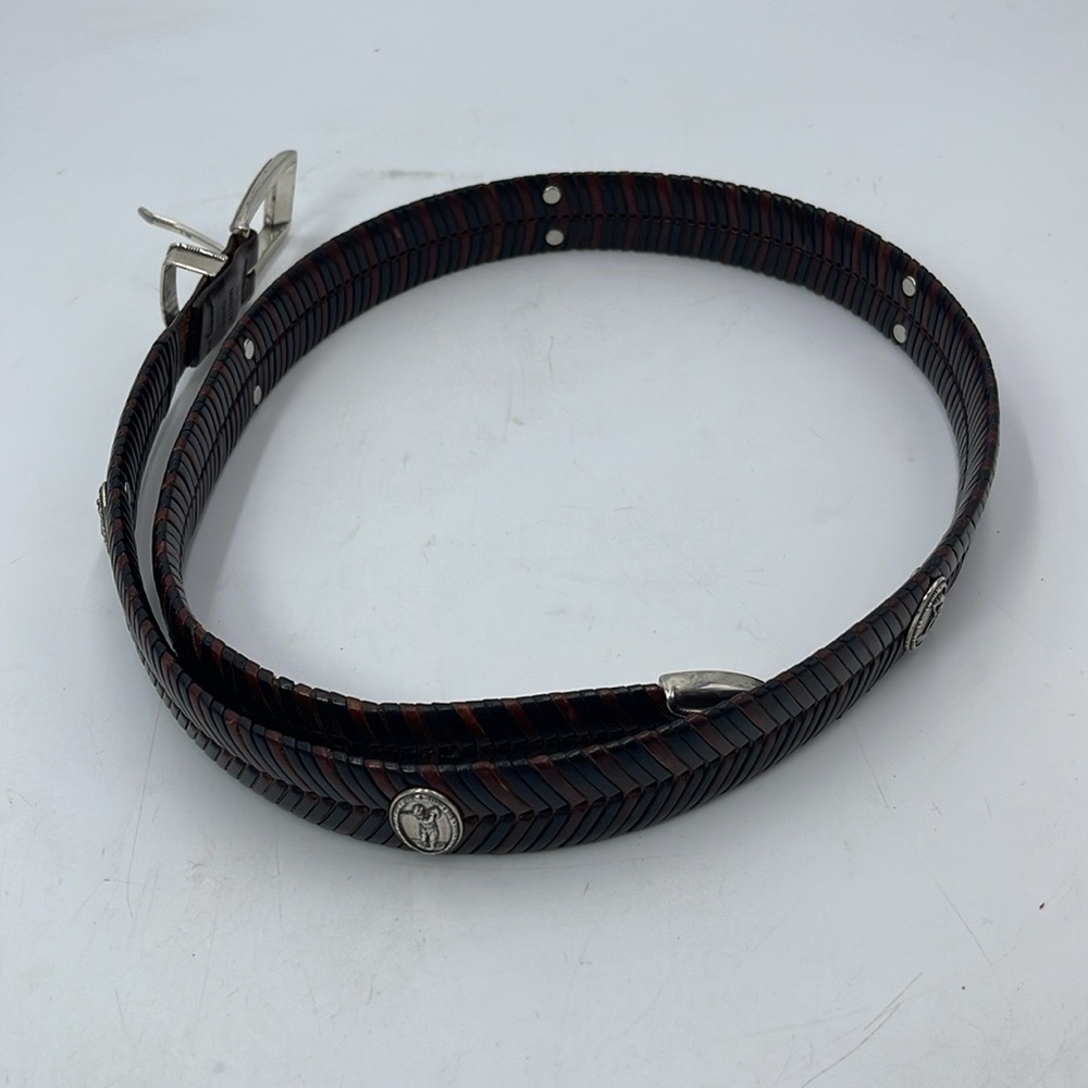 Onyx by Brighton Mahogany & Black Leather Braided Golf Belt
